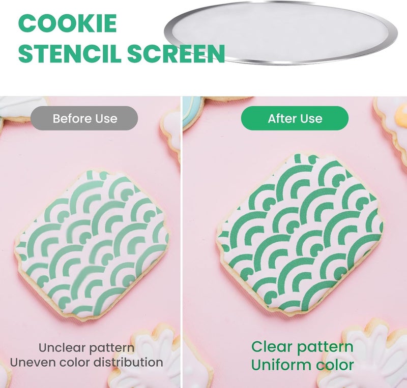 diatomiteco Cookie Stencil Screen, Tool for Cookie Stenciling & Airbrushing, Use on Its Own or with a Cookie Stencil Holder, Cookie Decorating Supplies, Made with Food-Safe Stainless Steel - Image 3