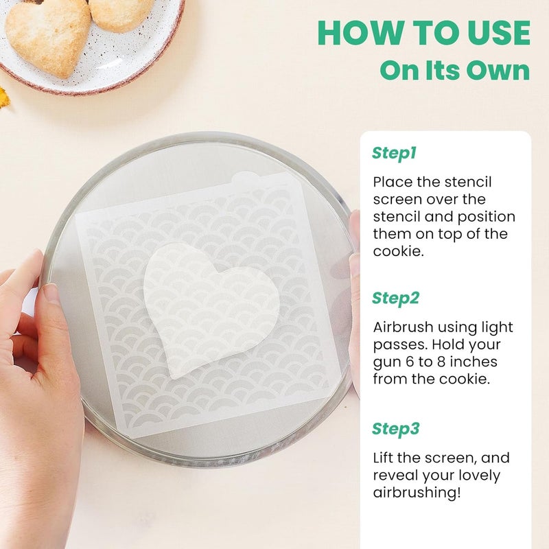 diatomiteco Cookie Stencil Screen, Tool for Cookie Stenciling & Airbrushing, Use on Its Own or with a Cookie Stencil Holder, Cookie Decorating Supplies, Made with Food-Safe Stainless Steel - Image 4
