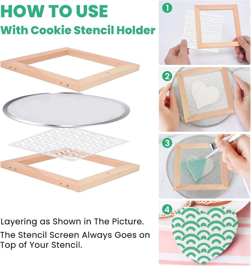 diatomiteco Cookie Stencil Screen, Tool for Cookie Stenciling & Airbrushing, Use on Its Own or with a Cookie Stencil Holder, Cookie Decorating Supplies, Made with Food-Safe Stainless Steel - Image 5
