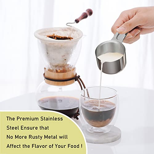 BERYLER 1PCS 3/4Cup (180ml, 6oz) Single Measuring Cup, Stainless Steel Measure Scoop, Metric and US Measurement, Dishwasher Safe - Image 4