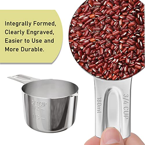BERYLER 1PCS 3/4Cup (180ml, 6oz) Single Measuring Cup, Stainless Steel Measure Scoop, Metric and US Measurement, Dishwasher Safe - Image 3