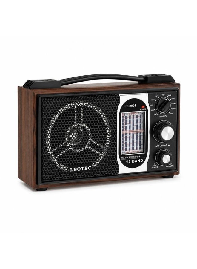 ليوتيك LEOTEC راديو محمول متعدد الموجات 12 نطاق AM/FM/SW مع سماعة قوية ومدخل USB/TF/AUX - Image 3