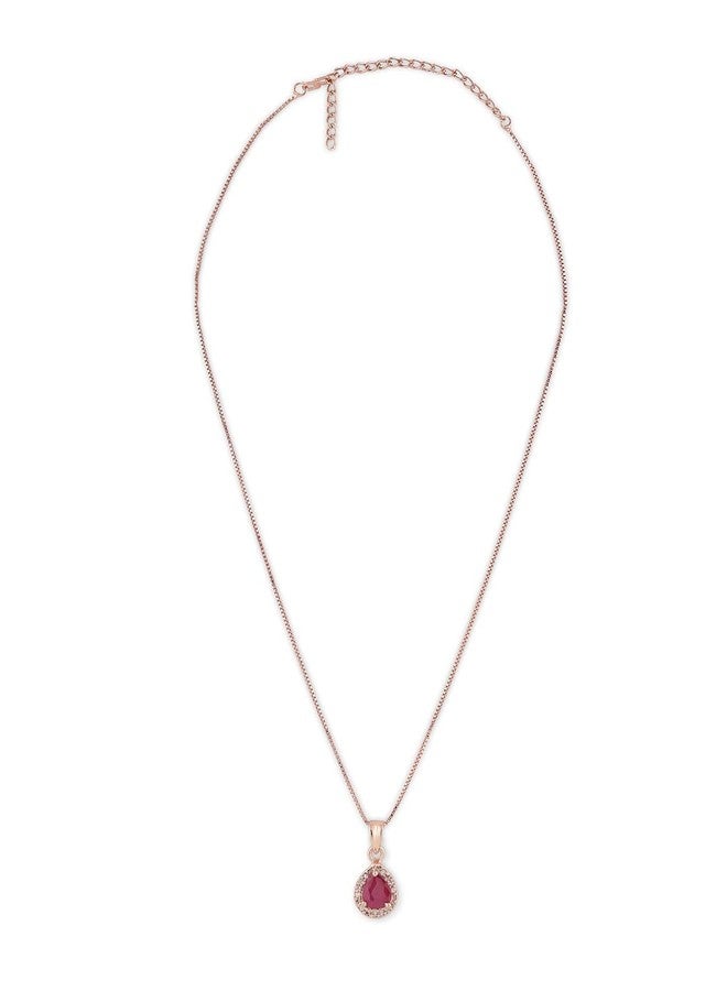 Ami Pink Rose Gold Contemporary Cubic Zirconia Pearl Embellished Pendant and Chain For Women-ZPFK20447 - Image 1