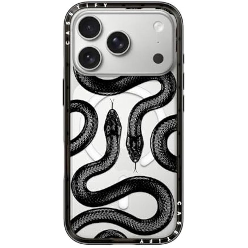 Casetify Compact Magsafe iPhone 17 Pro Case 【Lightweight/Slim Fit/Compatible with Magsafe】 - Black Kingsnake - Clear Black - Image 1