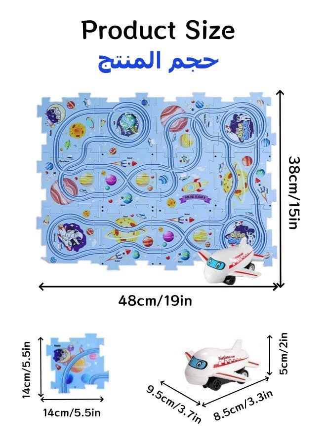 Puzzle Track Car Play Set, Space Jigsaw Puzzle Racer Car Track Set Kids Car Track Set Puzzle Raceway Car Track Toy Educational Montessori Toy for 3 4 5 6 Year Old Boys Girls - Image 2