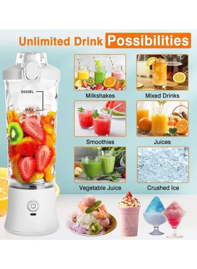 Portable Blender Mini Blender 600ml USB Rechargeable Personal Blender with 6 Blades 150W Suitable for Travel Outdoor
