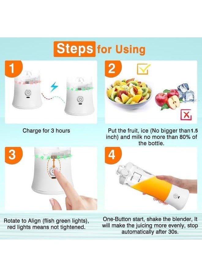 Portable Blender Mini Blender 600ml USB Rechargeable Personal Blender with 6 Blades 150W Suitable for Travel Outdoor