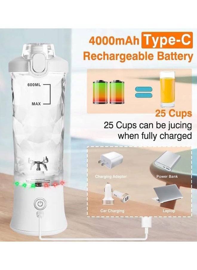 Portable Blender Mini Blender 600ml USB Rechargeable Personal Blender with 6 Blades 150W Suitable for Travel Outdoor