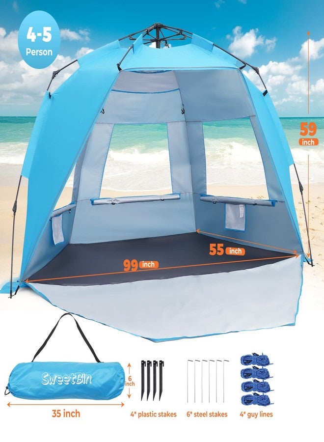 SweetBin Pop Up Beach Tent, Portable Beach Folding Sun Shade Shelter, UPF 50+ Protection, Easy Setup and Carry, Double Silver Coating with 3 Ventilation Window, Large Size Perfect for Family 4 People - Image 4