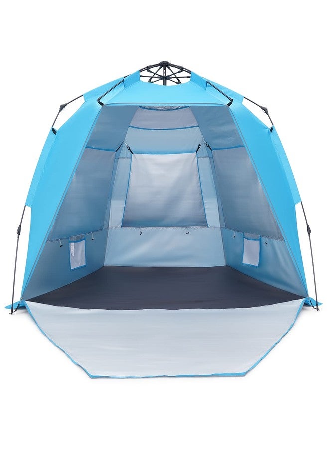 SweetBin Pop Up Beach Tent, Portable Beach Folding Sun Shade Shelter, UPF 50+ Protection, Easy Setup and Carry, Double Silver Coating with 3 Ventilation Window, Large Size Perfect for Family 4 People - Image 1