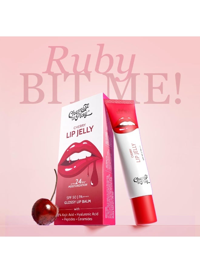 Chemist at Play Cherry Tinted Lip Balm for Dry, Chapped & Pigmented Lips | Gives 24 hours moisturization | SPF 50 PA+++ | Has 2% Kojic Acid, Hyaluronic Acid, ceramides & Peptides | 10gms - Image 2