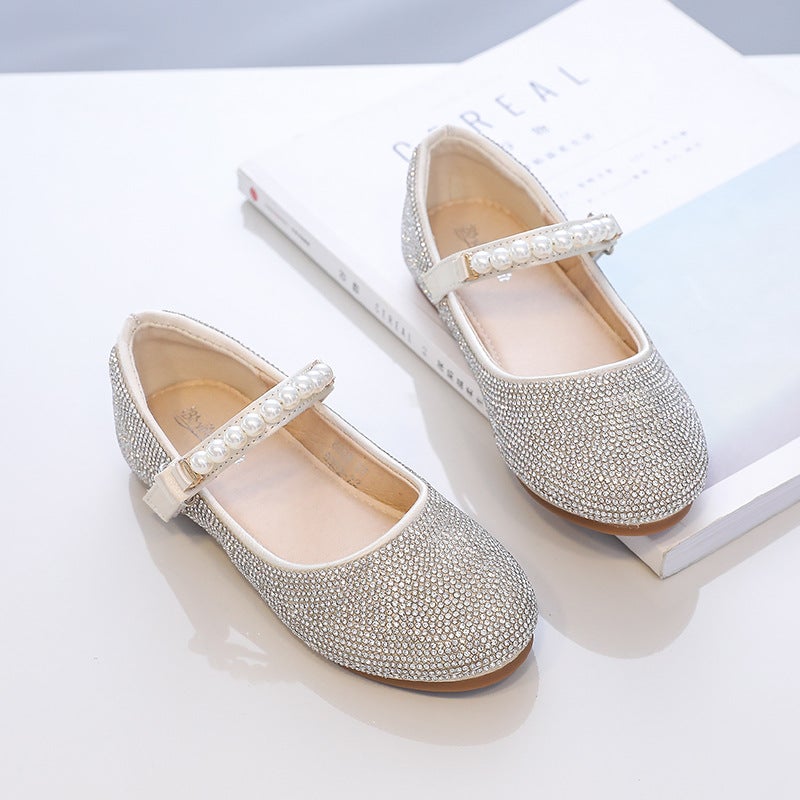 2024 Elsa Princess Shoes Crystal Kids Gold