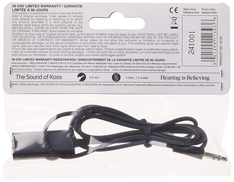 Koss 155954 VC20 Volume Control, Standard Packaging, 39-Inch Cord, Compatible with Cell Phones and Headphones - Image 3