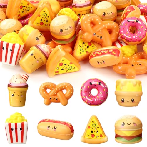 Hollowfly 56 Pcs Fast Food Stress Balls Slow Rising Fidget Sensory Toy Emotional Relief Squeeze Stretchy Food Stress Toys for Funny Goodie Bag Fillers Gifts Party Favors Office Holiday - Image 1
