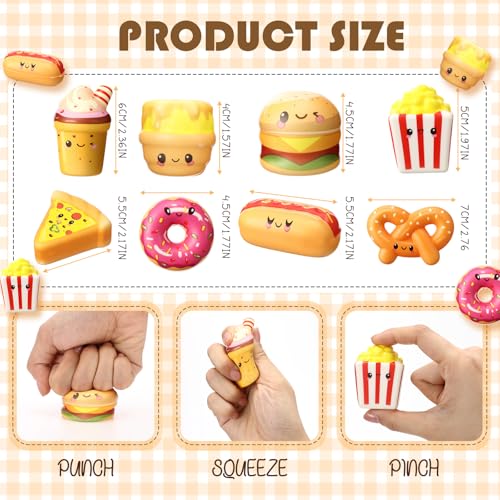 Hollowfly 56 Pcs Fast Food Stress Balls Slow Rising Fidget Sensory Toy Emotional Relief Squeeze Stretchy Food Stress Toys for Funny Goodie Bag Fillers Gifts Party Favors Office Holiday - Image 5