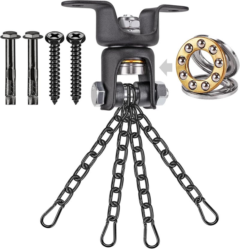 BeneLabel Heavy Bag Ceiling Mount with Spring & Chains 360° Rotation Punching Bag Ceiling Hanger with Bearings Boxing Bags Holder Hardware with 2 Wood Screws and 2 Expansion Screws - Image 1