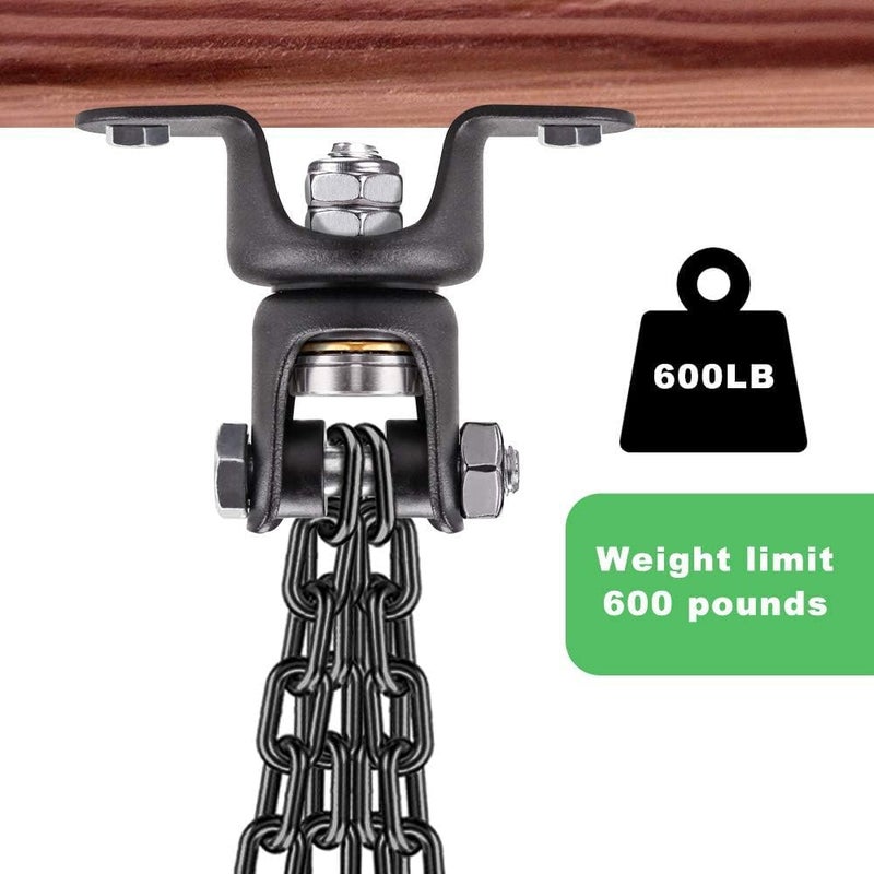 BeneLabel Heavy Bag Ceiling Mount with Spring & Chains 360° Rotation Punching Bag Ceiling Hanger with Bearings Boxing Bags Holder Hardware with 2 Wood Screws and 2 Expansion Screws - Image 2