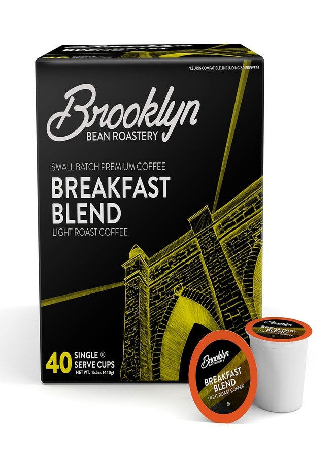 Brooklyn Beans Breakfast Blend Gourmet Coffee Pods - Compatible with Keurig 2.0 K Cup Brewers, 40 Count, Smooth and Balanced - Image 1