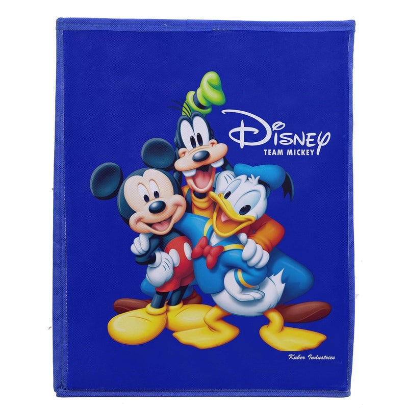 Kuber Industries Disney Team Mickey Print Non Woven Fabric Foldable Laundry Basket, Toy Storage Basket, Cloth Storage Basket with Handles (Royal Blue)-KUBMART1195 - Image 2