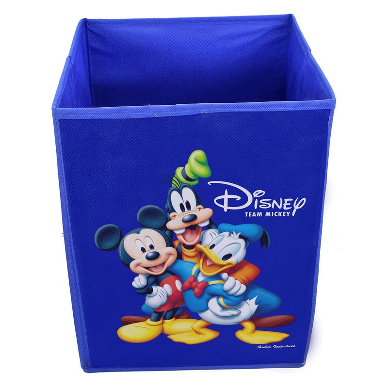 Kuber Industries Disney Team Mickey Print Non Woven Fabric Foldable Laundry Basket, Toy Storage Basket, Cloth Storage Basket with Handles (Royal Blue)-KUBMART1195 - Image 3