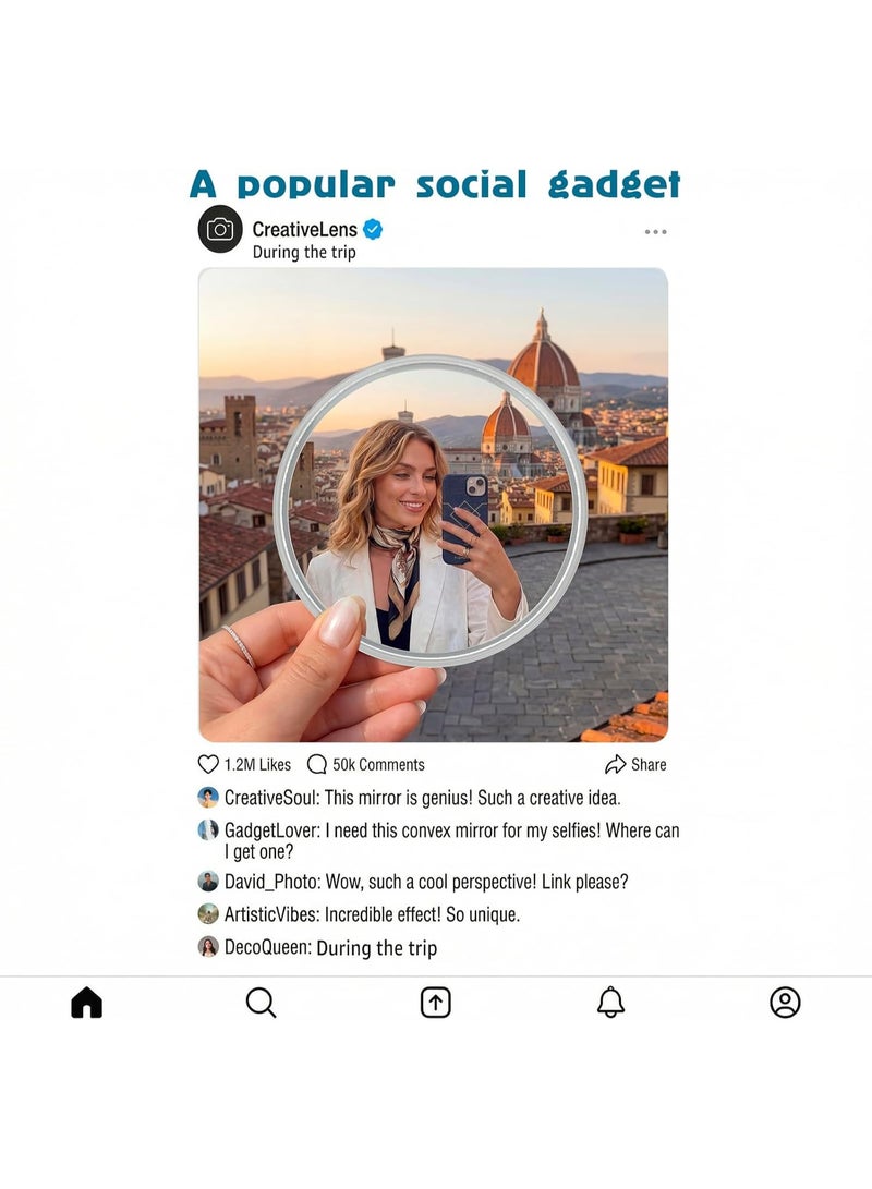 Handheld Selfie Convex Mirror - No Need Selfie Stick, Travel Must Have Photography Viewfinder, Gift for Photographer, Portable & Shatter-Resistant, Suitable for Solo/Multi-Person Selfie(3.74in) - Image 3