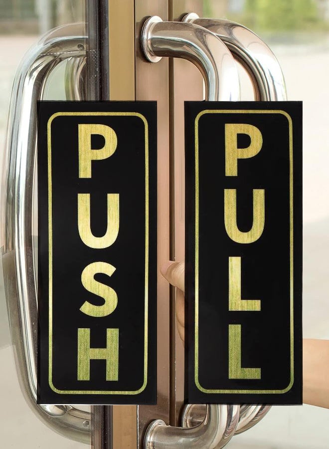 Push & Pull Sign Stickers - Self Adhesive for Glass Wooden Doors, Office, Hospital, Mall Gate（gold） - Image 1