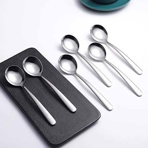 Ironx Soup Spoons 6-Pack 18/10 Stainless Steel Large and Heavy Duty Round Spoons Elegance Series 7 Inch Long 1.9 Ounces Weight by IRONX - Image 3