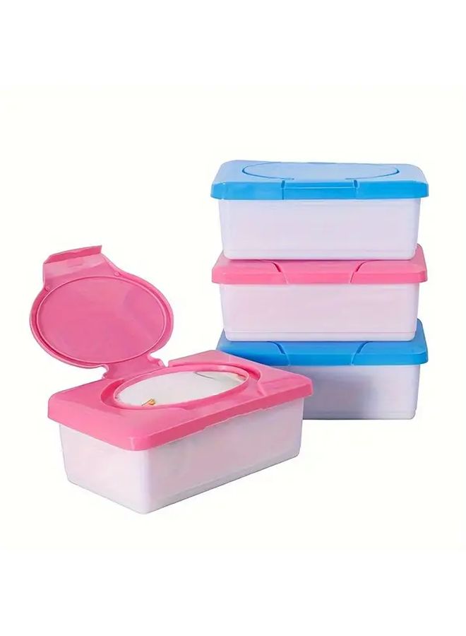 Pink Wet Wipes Storage Box With Lid Holds 80 Wipes Durable Plastic Dispenser Case - Image 1