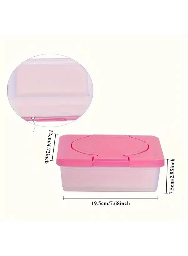 Pink Wet Wipes Storage Box With Lid Holds 80 Wipes Durable Plastic Dispenser Case - Image 3