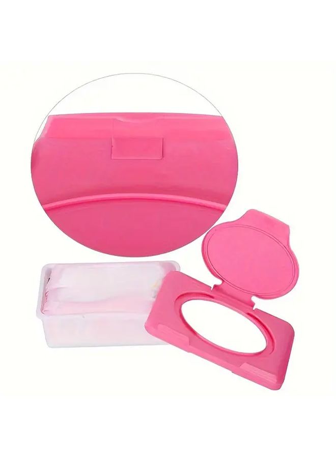 Pink Wet Wipes Storage Box With Lid Holds 80 Wipes Durable Plastic Dispenser Case - Image 2
