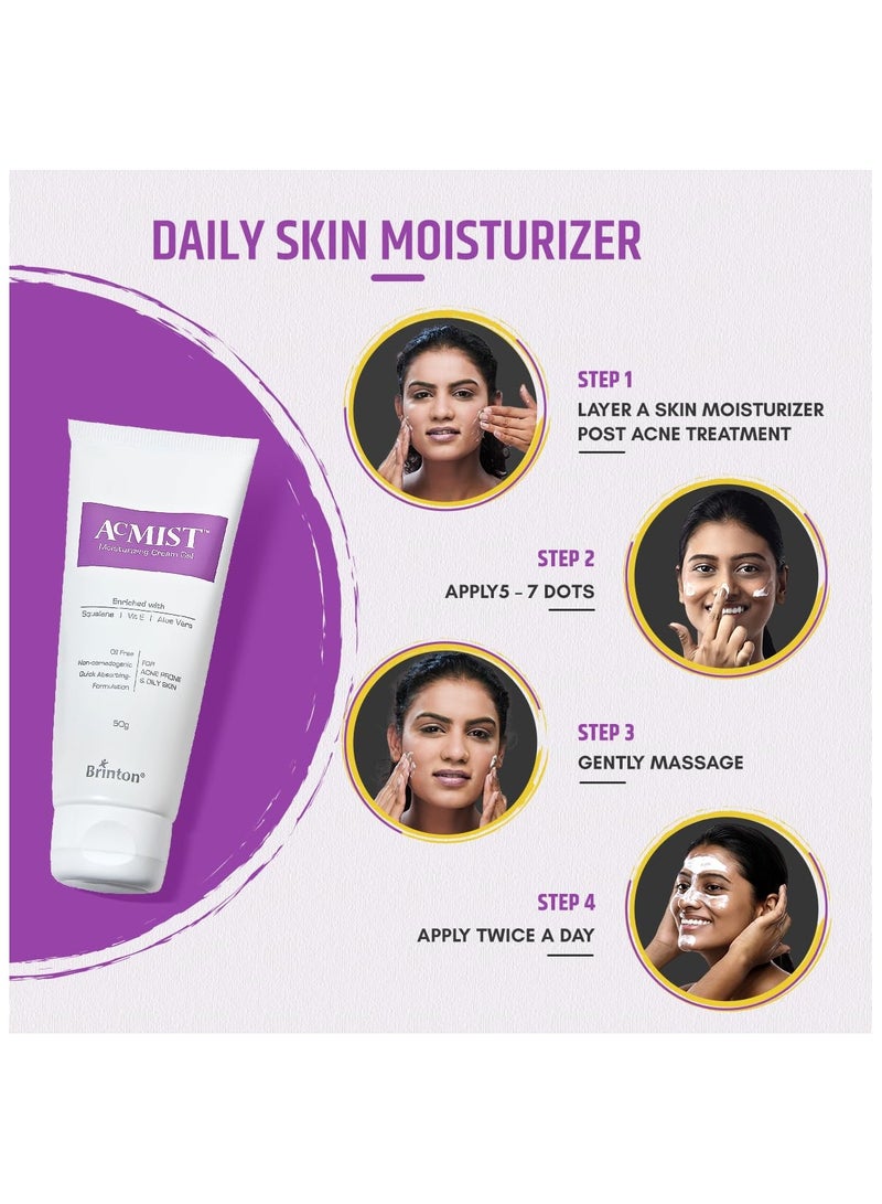 Brinton AcMist Face Moisturizing Cream Gel for Acne Prone & Oily Skin | Enriched with Vitamin E, Aloe Vera & Squalane | Oil-free, Non Comedogenic & Quick Absorbing Lightweight Moisturizing Cream Gel | Dermatologist Approved | 50 g - Image 5