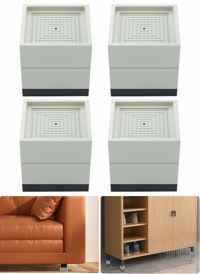 TAPIT Furniture Risers 4 PCSAdjustable Bed and Desk Leg Risers 2.96" Height Lift for Under-Bed Storage Stackable Square Risers for Sofa Cabinet and College Dorms - Image 1
