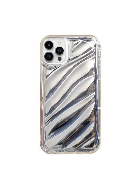 Case Cover For iPhone 14 Pro Max Sequin Waves TPU Phone Case Silver