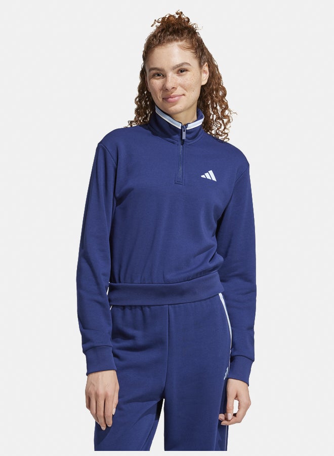 Adidas Essentials Color Pop French Terry Crop Quarter-Zip Track Jacket  - Image 1