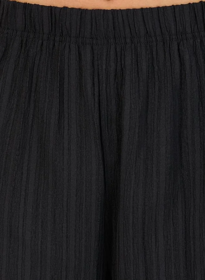 Styli Textured Palazzo Pants with Elastic Waistband