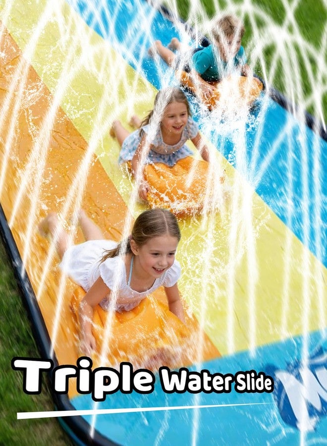 BesFlow Slip and Water Slip，Water Slide for Kids Backyard 22ft*3 Lane Color-Block,Surrounding Sprinkler Summer Toys for Kids Outdoor with 3 Bodyboards - Image 2
