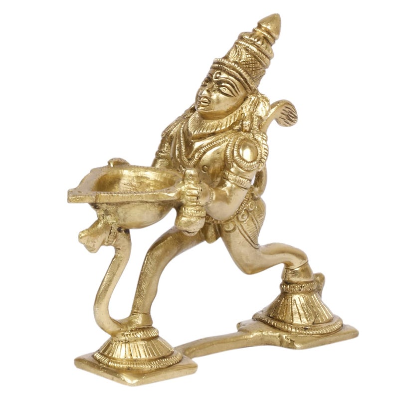 ARTVARKO ARTVARKO Brass Hanuman Aarti Diya Oil Lamp with Handle Decorative Puja Home Temple Accessory Camphor Burner lamp Aarti Diwali Gifts Home Dcor  - Image 4
