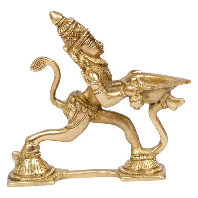 ARTVARKO ARTVARKO Brass Hanuman Aarti Diya Oil Lamp with Handle Decorative Puja Home Temple Accessory Camphor Burner lamp Aarti Diwali Gifts Home Dcor  - Image 1