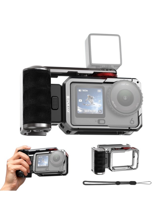 بولوز لـ DJI Osmo Action 6 – إطار حماية من سبائك الألمنيوم مع مقبض مانع للانزلاق وتصميم مغناطيسي سريع الفك وحامل إكسسوارات وغطاء شاشة - Image 1