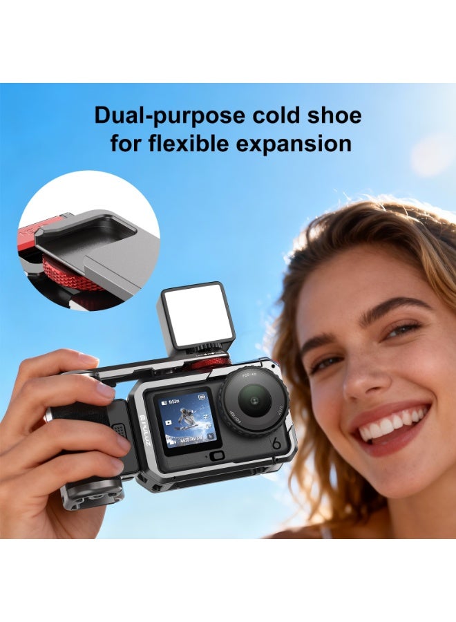 بولوز لـ DJI Osmo Action 6 – إطار حماية من سبائك الألمنيوم مع مقبض مانع للانزلاق وتصميم مغناطيسي سريع الفك وحامل إكسسوارات وغطاء شاشة - Image 4