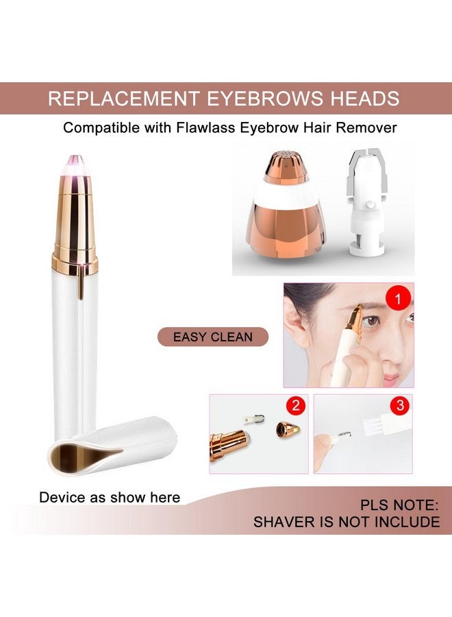 GOMINYUF 4 Pack Replacement Heads Compatible With Flawless Eyebrow Hair Remover Tool For Women, Rose Gold With A Clean Brush - Image 2