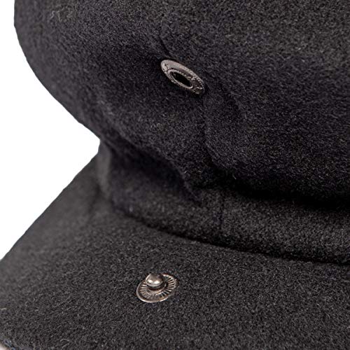 JANGOUL Men Wool Blend 8 Panel Newsboy Cap Tweed Cabbie Hat Snap Brim (Black, 7 3/8) - Image 2