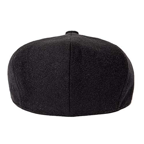 JANGOUL Men Wool Blend 8 Panel Newsboy Cap Tweed Cabbie Hat Snap Brim (Black, 7 3/8) - Image 5