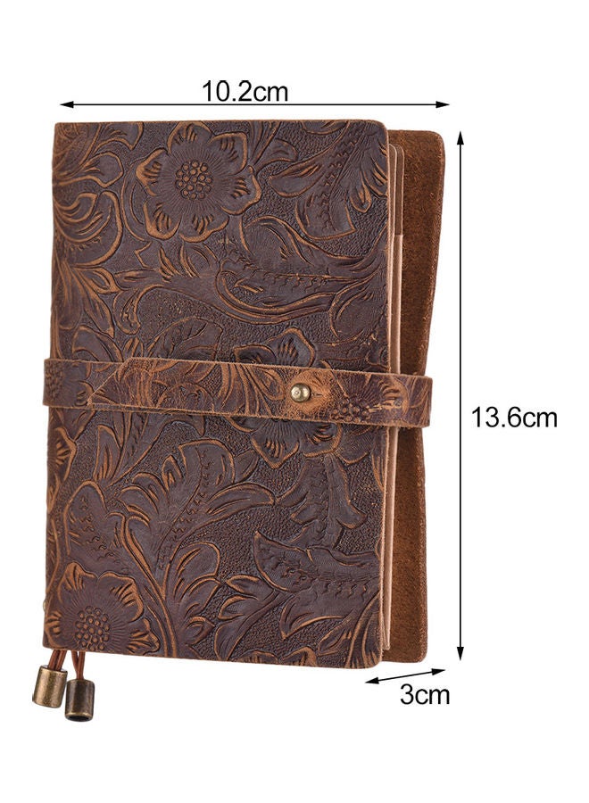 نيبمينينت دفتر ملاحظات كلاسيكي من الجلد مزين بنقوش بارزة بني - Image 4