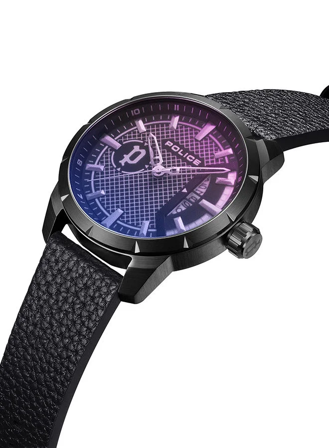 POLICE Mens Neist Leather Strap Analog Wrist Watch PEWJB2226901 45mm Black