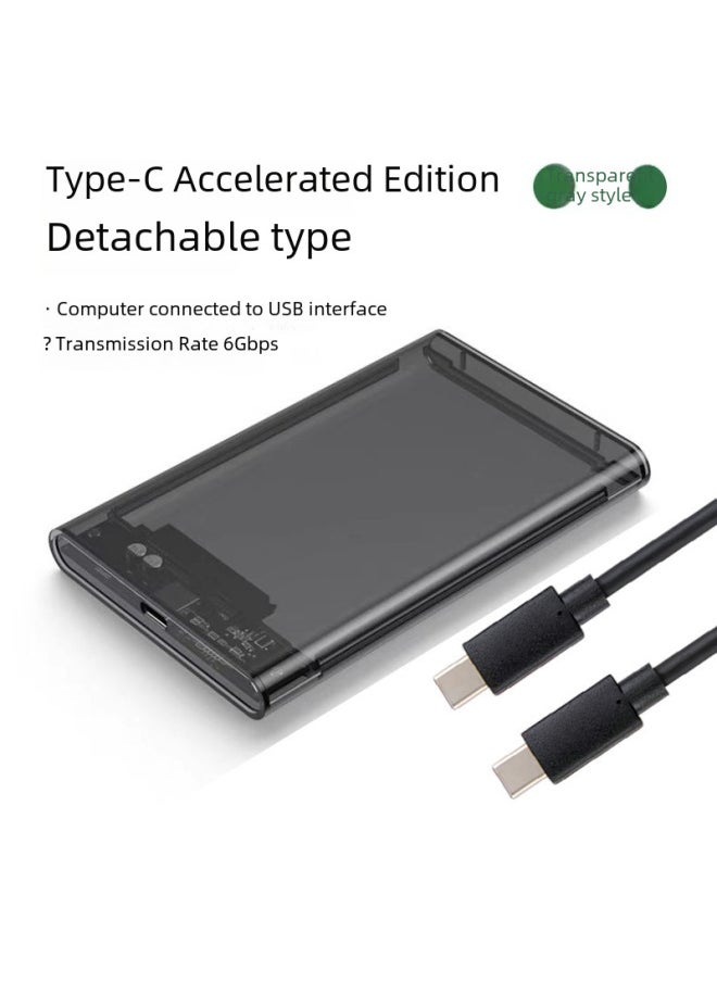 Generic 2.5 Inch Mobile Hard Disk Box USB3.0 Serial Port Solid State Mechanical Notebook Hard Disk USB3.0 To SATA-Color:3.1Type Transparent Gray  - Image 2