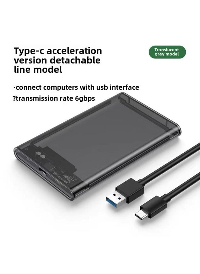 Generic 2.5 Inch Mobile Hard Disk Box USB3.0 Serial Port Solid State Mechanical Notebook Hard Disk USB3.0 To SATA-Color:3.1Type Transparent Gray  - Image 1