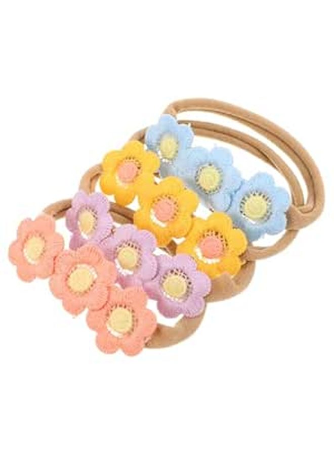 4Pcs Soft Daisy Headbands Floral Elastic Nylon Hair Accessories for Newborn Infants - Image 1