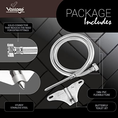 Vantage VAL - 138 Jet Spray Straight Stainless Steel, PVC & Chrome Plated Tube Heavy Duty Bathroom Accessory Easy To Use with Durable & Modern Design - Image 3