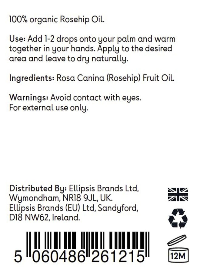 Ellipsis Labs Organic Rosehip Oil by Ellipsis Labs. 100% natural and organic moisturizing oil, works against dry skin conditions for improved skin barrier function. 30ml/1fl.oz - Image 4